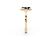 Fancy Black Oval Cut Diamond Halo Ring Set in Yellow gold with Solitaire Band and Prong Setting