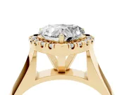 Heart-Shaped Halo Engagement Ring Setting | Square Profile Band | Yellow Gold