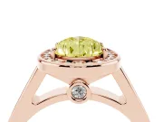 Fancy Yellow Pear Cut Diamond Halo Solitaire Ring Set in Rose gold with Pavé Band and Bezel Setting