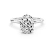 Oval Thin Solitaire Engagement Ring Setting | Straight Plain Band | Sterling Silver