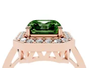 Asscher Cut Halo Engagement Ring Setting for a Fancy Green Lab-Grown Diamond | Polished Halo Rim | Rose Gold