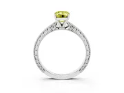 Emerald Cut Engraved Engagement Ring Setting for a Fancy Yellow Lab-Grown Diamond | Platinum
