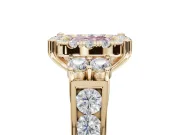 Cushion Cut Halo Engagement Ring Setting for a Fancy Pink Lab-Grown Diamond | Graduated Channel Band | Yellow Gold