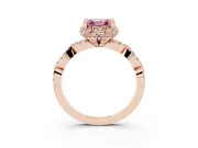 Asscher Cut Milgrain Halo Engagement Ring Setting for a Fancy Pink Lab-Grown Diamond | Graduated Shoulders | Rose Gold