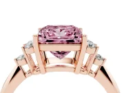 Princess Cut Cluster Accent Engagement Ring Setting for a Fancy Pink Lab-Grown Diamond | Rose Gold