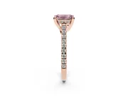 Emerald Cut Hidden Halo Pave Engagement Ring Setting for a Fancy Pink Lab-Grown Diamond | Claw Prongs | Rose Gold