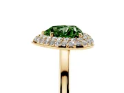 Fancy Green Heart Cut Diamond Halo Engagement Ring Set in Yellow gold with Solitaire Band and Prong Setting