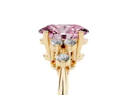 Oval Cluster Accent Engagement Ring Setting for a Fancy Pink Lab-Grown Diamond | Yellow Gold