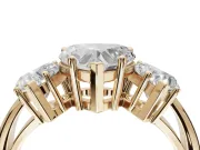 Heart-Shaped Three Stone Engagement Ring Setting | Plain Band | Yellow Gold