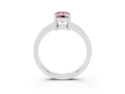 Fancy Pink Emerald Cut Diamond Solitaire Ring Set in White gold with Prong Head and Smooth Polished Band