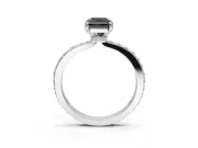 Radiant Cut Hidden Halo Solitaire Engagement Ring Setting for a Black Center | Pavé Band | Platinum