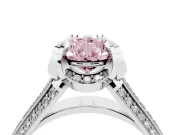 Pear-Shaped Hidden Halo Engagement Ring Setting for a Fancy Pink Lab-Grown Diamond | Triple Row Pavé Band | White Gold