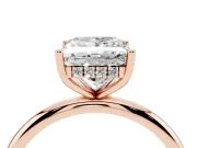 Princess Cut Micro-Prong Hidden Halo Engagement Ring Setting | Plain Band | Rose Gold
