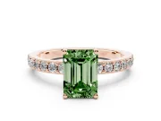 Emerald Cut Pavé Solitaire Engagement Ring Setting for a Fancy Green Lab-Grown Diamond | Single Row Band | Rose Gold