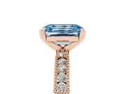 Emerald Cut Vintage Pavé Engagement Ring Setting for a Fancy Blue Lab-Grown Diamond | Rose Gold