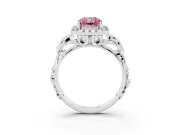 Radiant Cut Filigree Halo Engagement Ring Setting for a Fancy Pink Lab-Grown Diamond | Platinum
