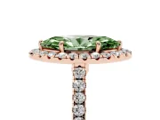 Marquise Halo Engagement Ring Setting for a Fancy Green Lab-Grown Diamond | Pave Shoulders | Rose Gold