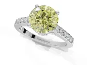 Round Pavé Solitaire Engagement Ring Setting for a Fancy Yellow Lab-Grown Diamond | Crossover Gallery | Sterling Silver