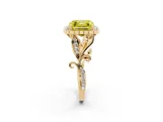 Asscher Cut Leaf Halo Engagement Ring Setting for a Fancy Yellow Lab-Grown Diamond | Yellow Gold