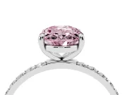 Oval Pave Solitaire Engagement Ring Setting for a Fancy Pink Lab-Grown Diamond | Pave Shoulders | White Gold
