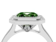 Asscher Cut Halo Engagement Ring Setting for a Fancy Green Lab-Grown Diamond | Sterling Silver - Design NV-24721