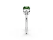 Fancy Green Asscher Cut Diamond Cluster Ring Set in Silver with Round Accent Stones and Prong Setting on a Plain Band
