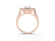 Emerald Cut Cluster Halo Engagement Ring Setting | Rose Gold
