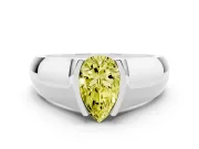 Pear-Shaped Half Bezel Engagement Ring Setting for a Fancy Yellow Lab-Grown Diamond | Wide Band | Sterling Silver