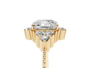 Cushion Cut Vintage Cluster Engagement Ring Setting | Beaded Edges | Yellow Gold