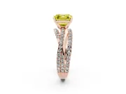 Fancy Yellow Asscher Cut Diamond Solitaire Twist Band Ring Set in Rose gold with Pavé Setting and Prong Head