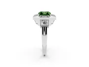 Fancy Green Asscher Cut Diamond Milgrain Halo Ring Set in Silver with Split Shank