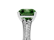 Asscher Cut Pave Split Shank Engagement Ring Setting for a Fancy Green Lab-Grown Diamond | Double Claw Prongs | Platinum