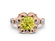 Cushion Cut Floral Engagement Ring Setting for a Fancy Yellow Lab-Grown Diamond | Petal Frame | Rose Gold