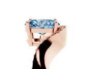 Oval Bypass Engagement Ring Setting for a Fancy Blue Lab-Grown Diamond | Pavé Ribbon | Rose Gold