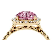 Round Rope Halo Engagement Ring Setting for a Fancy Pink Lab-Grown Diamond | Yellow Gold