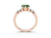 Heart-Shaped Five Stone Engagement Ring Setting for a Fancy Green Lab-Grown Diamond | Rose Gold