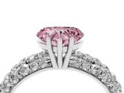 Heart-Shaped Close Set Pave Engagement Ring Setting for a Fancy Pink Lab-Grown Diamond | Multi Row | Sterling Silver