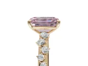 Emerald Cut Graduated Solitaire Engagement Ring Setting for a Fancy Pink Lab-Grown Diamond | Yellow Gold