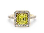Asscher Cut Halo Engagement Ring Setting for a Fancy Yellow Lab-Grown Diamond | Yellow Gold - Design NV-24729