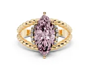 Fancy Pink Marquise Cut Diamond Halo Ring Set in Yellow gold with Twisted Band and Prong Setting