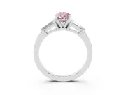 Pear-Shaped Three-Stone Engagement Ring Setting for a Fancy Pink Lab-Grown Diamond | Tapered Baguettes | White Gold