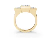 Round Cut Diamond Three-Stone Channel Set Ring Set in Yellow gold with Smooth Polished Band