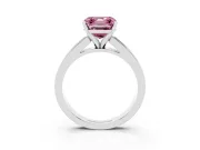 Fancy Pink Asscher Cut Diamond Solitaire Ring Set in Silver with Channel-Set Band and Prong Setting