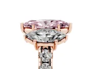 Marquise Three Stone Engagement Ring Setting for a Fancy Pink Lab-Grown Diamond | Accented Shoulders | Rose Gold