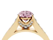 Pear-Shaped Graduated Pavé Engagement Ring Setting for a Fancy Pink Lab-Grown Diamond | Yellow Gold