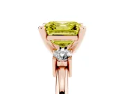 Asscher Cut Three Stone Engagement Ring Setting for a Fancy Yellow Lab-Grown Diamond | Round Side Stones | Rose Gold