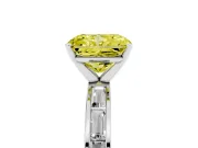 Fancy Yellow Radiant Cut Diamond Solitaire Ring Set in Silver with Channel-Set Baguette Band and Prong Setting