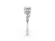 Radiant Cut Scattered Accent Engagement Ring Setting | Slim Band | White Gold
