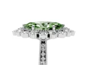 Fancy Green Marquise Cut Diamond Halo Milgrain Pavé Ring Set in Silver with Prong Setting