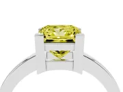 Fancy Yellow Princess Cut Diamond Solitaire Ring Set in Platinum with Prong Head and Smooth Polished Band